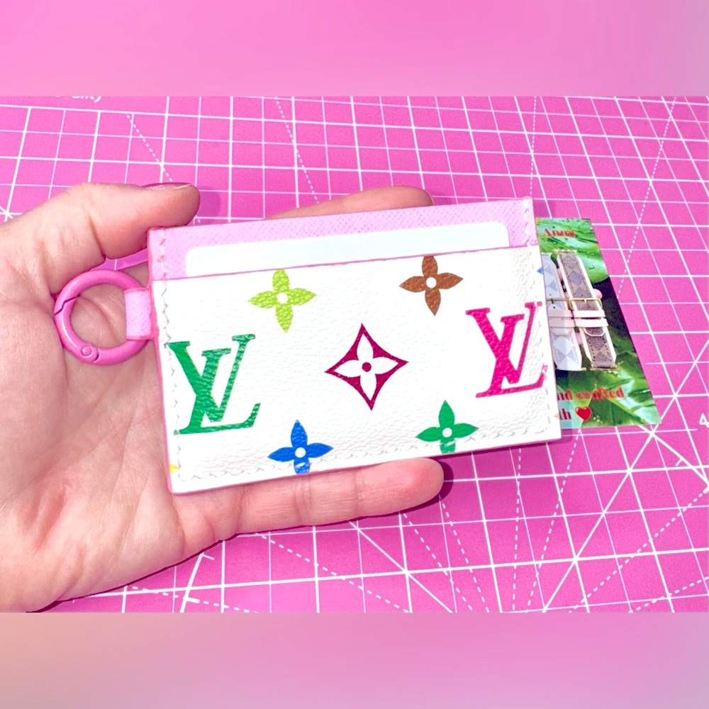 💖💖💖 Multicolor  White Card Holder Pink 💗 Hand crafted